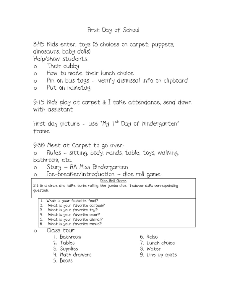First Day of School | PDF