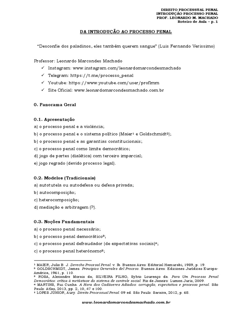 Unid 01 introdu o ao processo penal roteiro lmm pdf