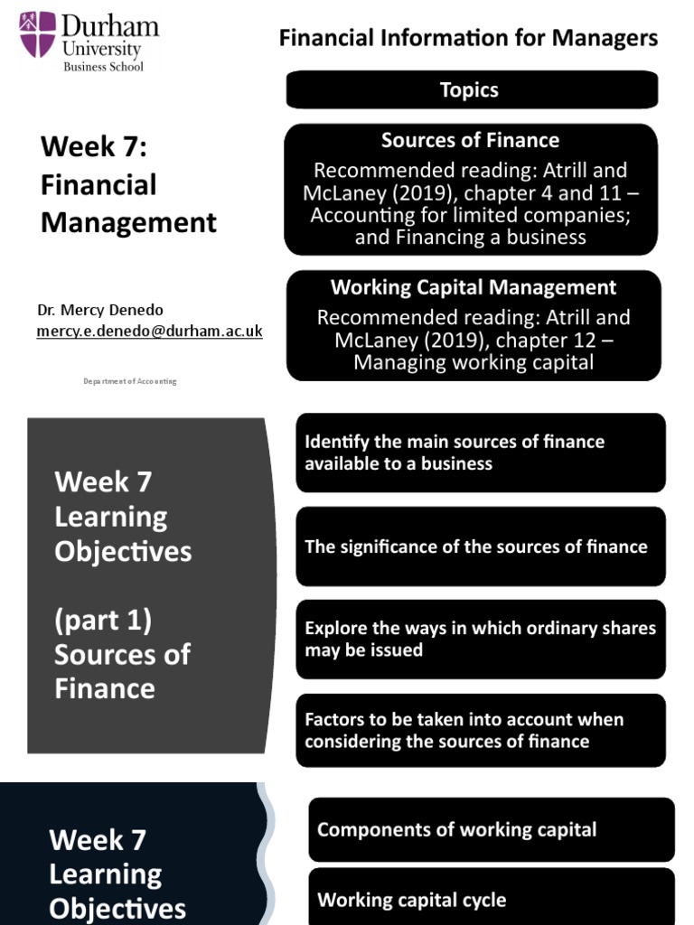 Working Capital and Finance Sources Guide | PDF | Stocks | Loans