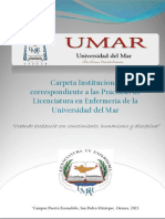 Carpeta Institucional Correspondiente A Las Prácticas de Licenciatura en Enfermería de La Universidad Del Mar