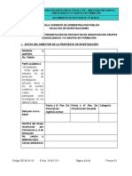 Ficha para Presentación de Proyectos - Investigación Grupos Consolidados Y/O Grupos en Formación Documentos de Referencia: Pt-M-In-02