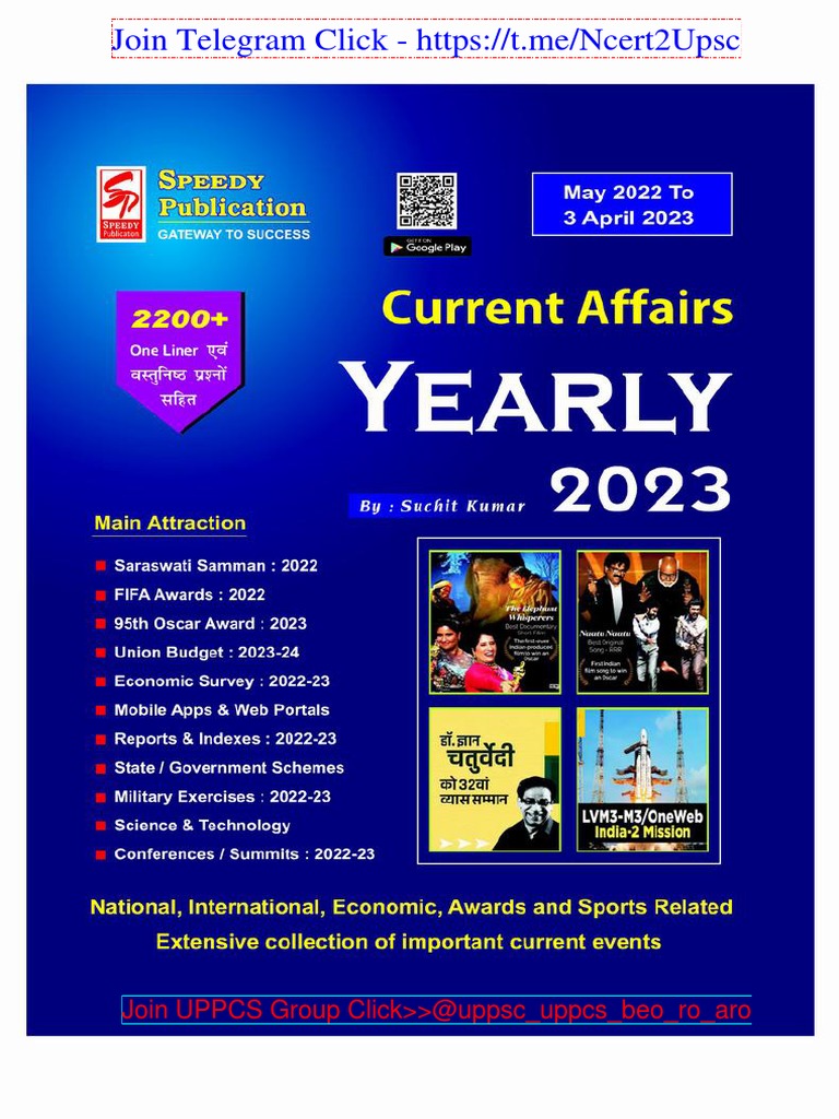 SPEEDY CURRENT AFFAIRS YEARLY APRIL 2023@ncert2upsc | PDF | Government Of  India