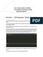 Módulo 2. Tipos de Datos, Variables, Operaciones Básicas de Entrada y Salida, Operadores Básicos