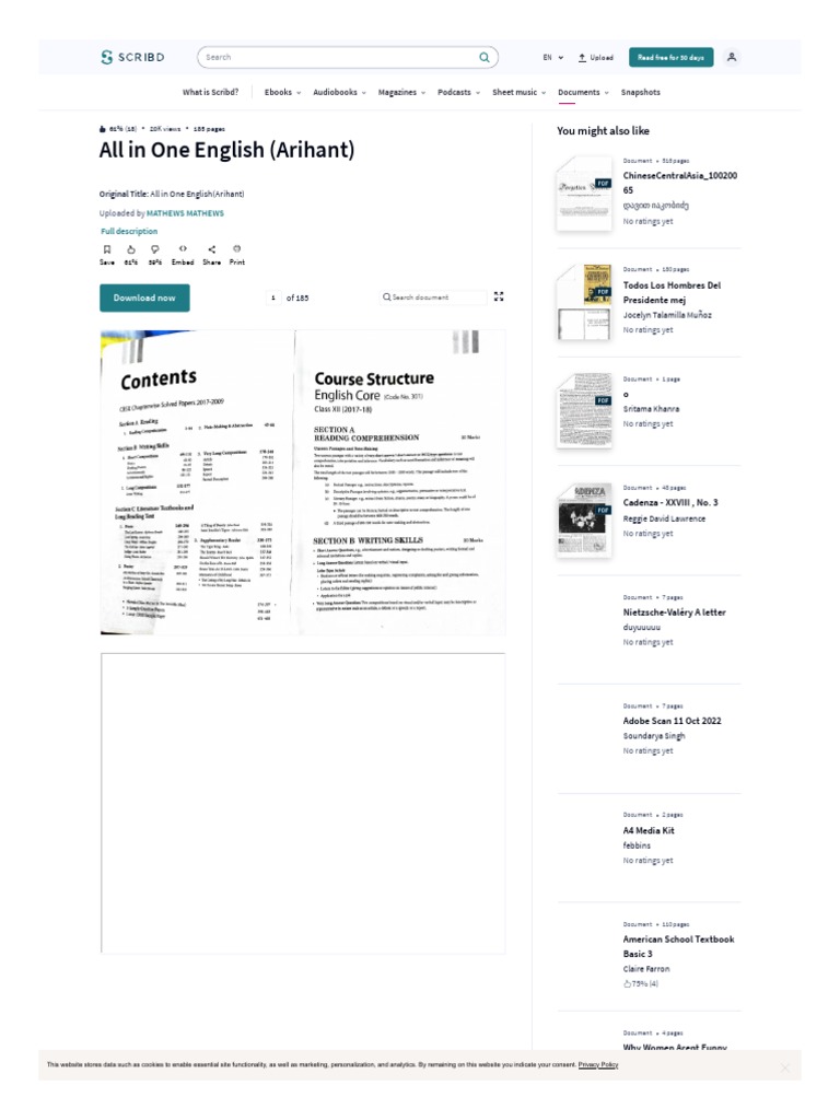 ARIHANT ALL IN ONE ENGLISH CLASS 9 PDF DOWNLOAD FREE 2024 visual data 6