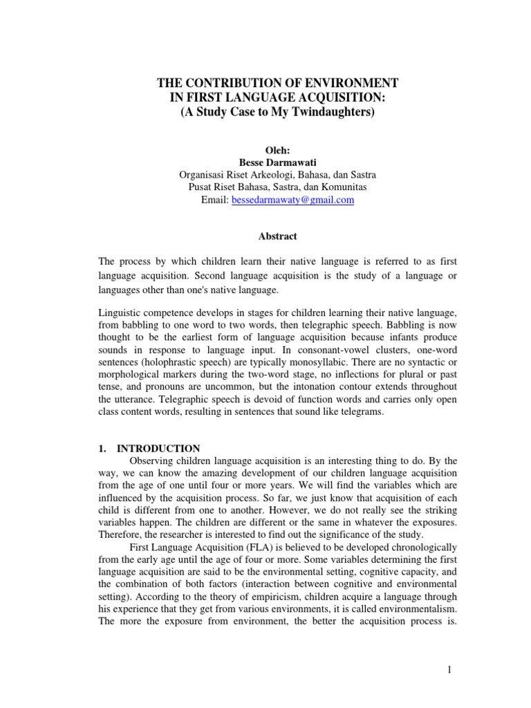 Environment's Role in Language Acquisition | PDF | Language Acquisition ...