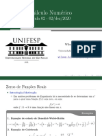 Cálculo Numérico - Métodos para determinar zeros de funções