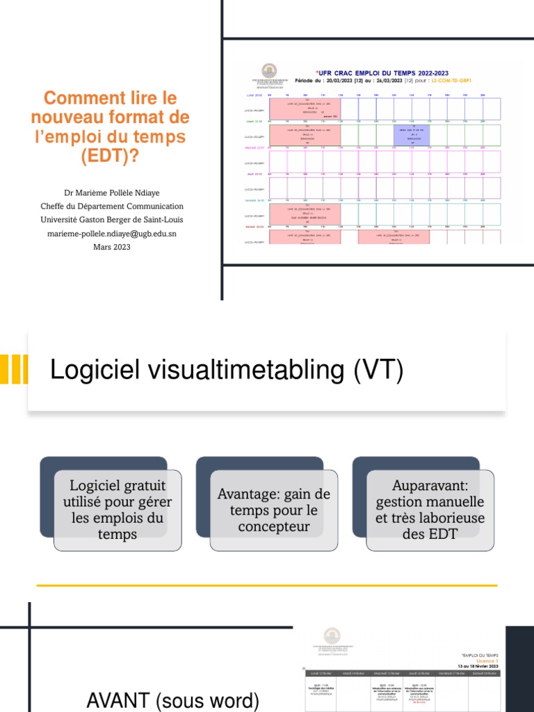 Comment Lire Le Nouveau Format de L'emploi Du Temps (EDT) ? | PDF ...