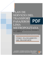 Plan de Servicio de Transporte Urbano de Pasajeros de Lima Metropolitano