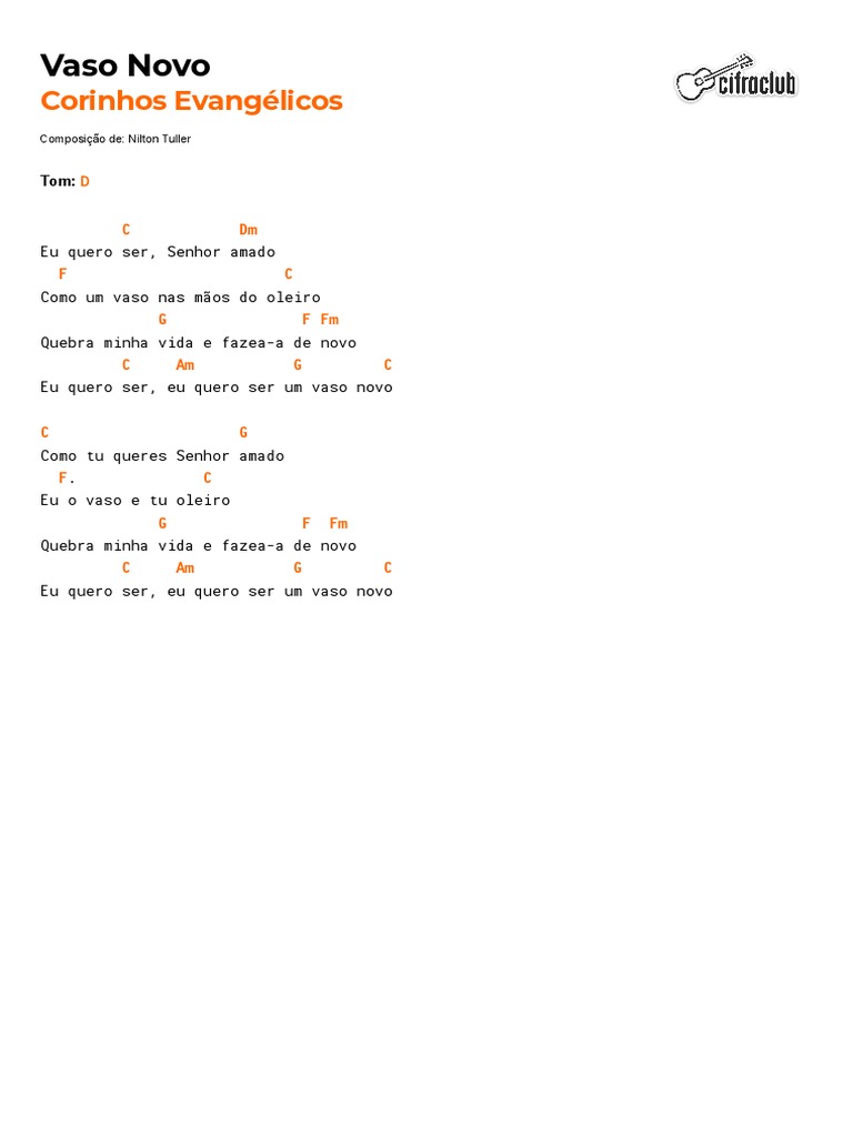 Cifra Club Corinhos Evangélicos Vaso Novo PDF