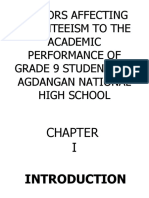 Factors Affecting Absenteeism To The Academic Performance of Grade 9 Students of Agdangan National High School