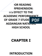 Poor Reading Comprehension: Its Effect To The Academic Performance of Grade 7 Students in Agdangan National High School