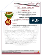 Guia 1 Lengua Castellana Grado Sexto: La Narracion Y Sus Caracteristicas