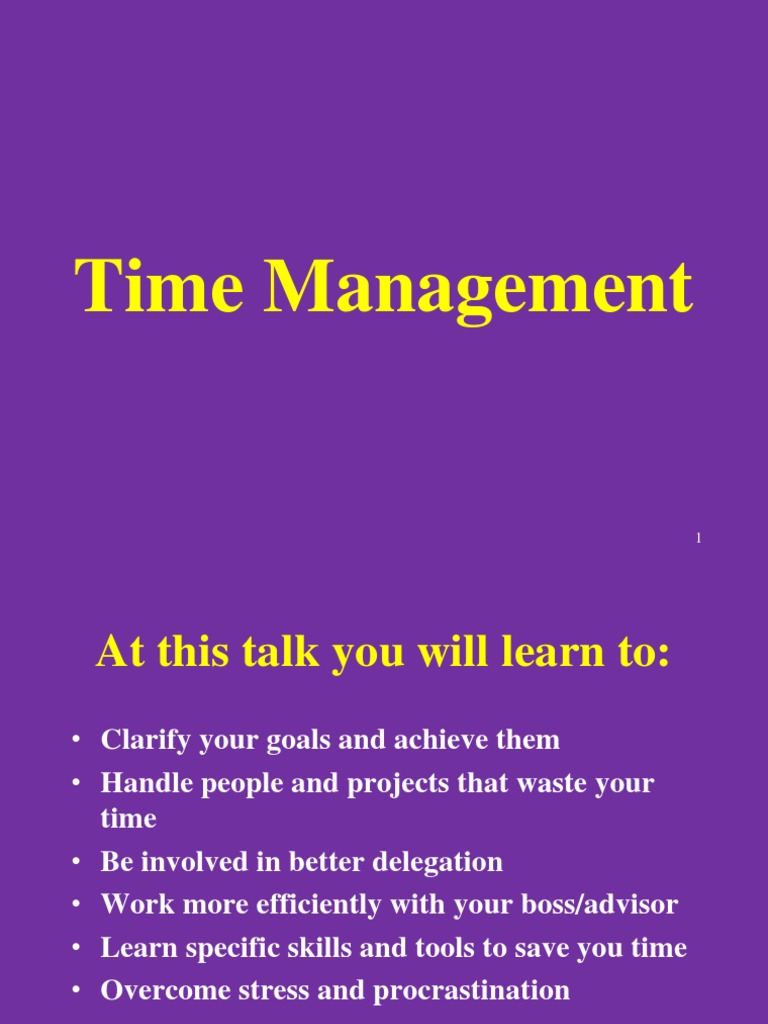 Time Management Talk PDF Time Management Professional Skills