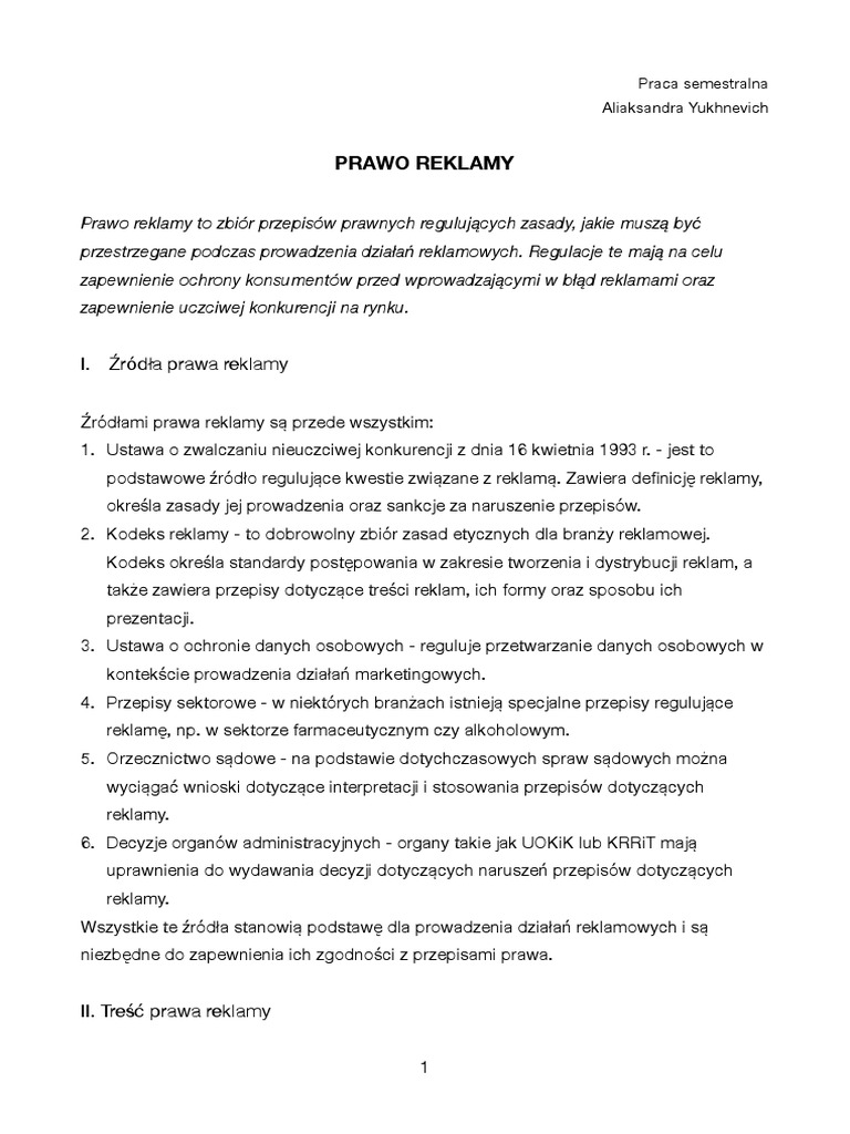 Prawo Reklamy | PDF
