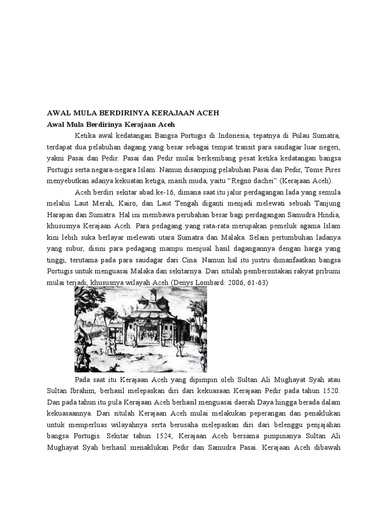 Awal Mulai Berdirinya Kerajaan Islam Di Aceh Pdf