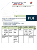 Sesión de Aprendizaje N°: Institución Educativa Estatal