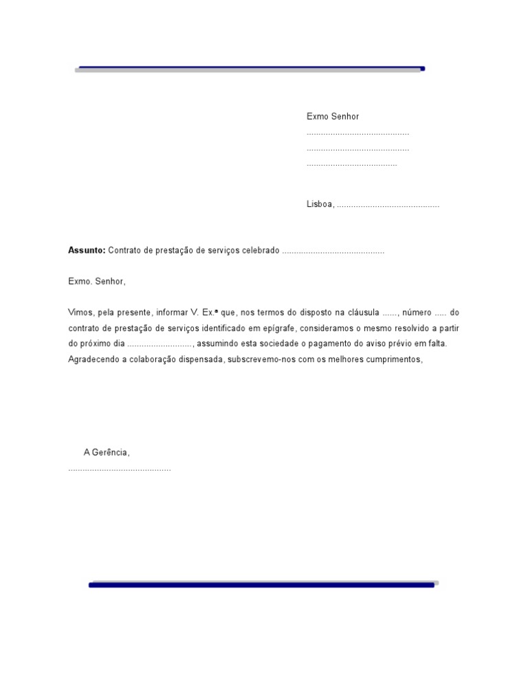 Carta de Rescisao de Contrato