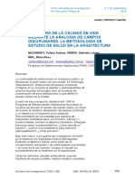 La Mejora de La Calidad de Vida Mediante La Analogia de Campos Disciplinares. La Metodologia de Estudio de Salud en La Arquitectura