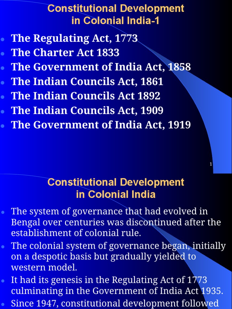 Constitutional Development in Colonial India | PDF | British Raj ...