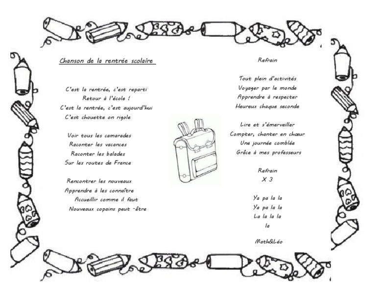 Chanson de la rentrée scolaire | PDF