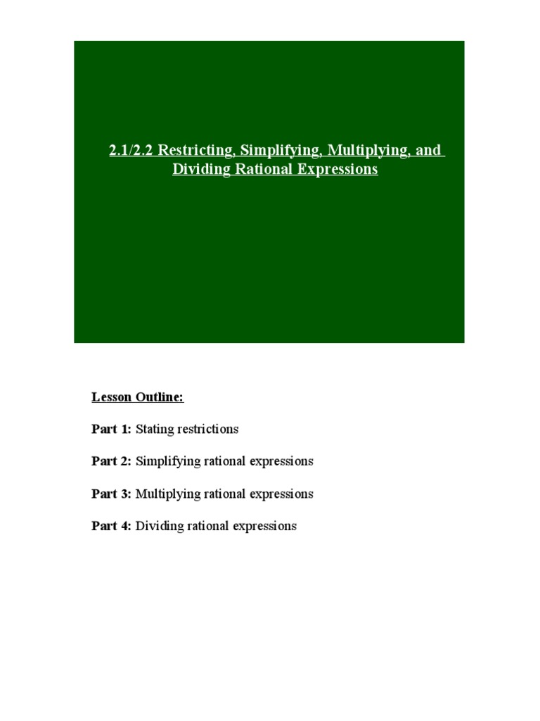 2 1 2 2 restricting simplifying multiplying and dividing rational