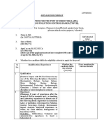 Appendix: Application Format Application For The Post of Director (Labs), Tamil Nadu Pollution Control Board (TNPCB)