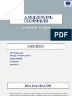 Dna Sequencing Techniques: Presented By: Group 01
