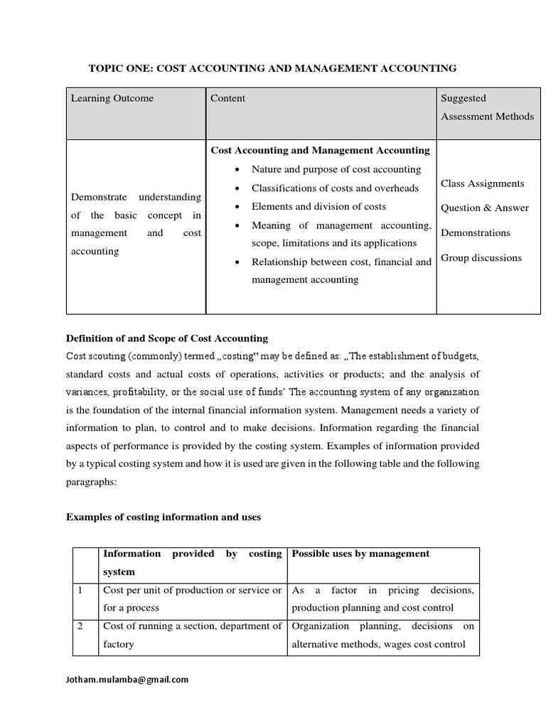 Cost Accounting and Management Accounting (1) | PDF | Cost Accounting ...