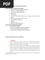 Topic 8 Benchmarking and Quality Management (QM) Quality Management in Operations Management