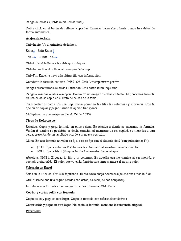 Funciones y Atajos en Excel 2019 | PDF | Microsoft Excel | Informática