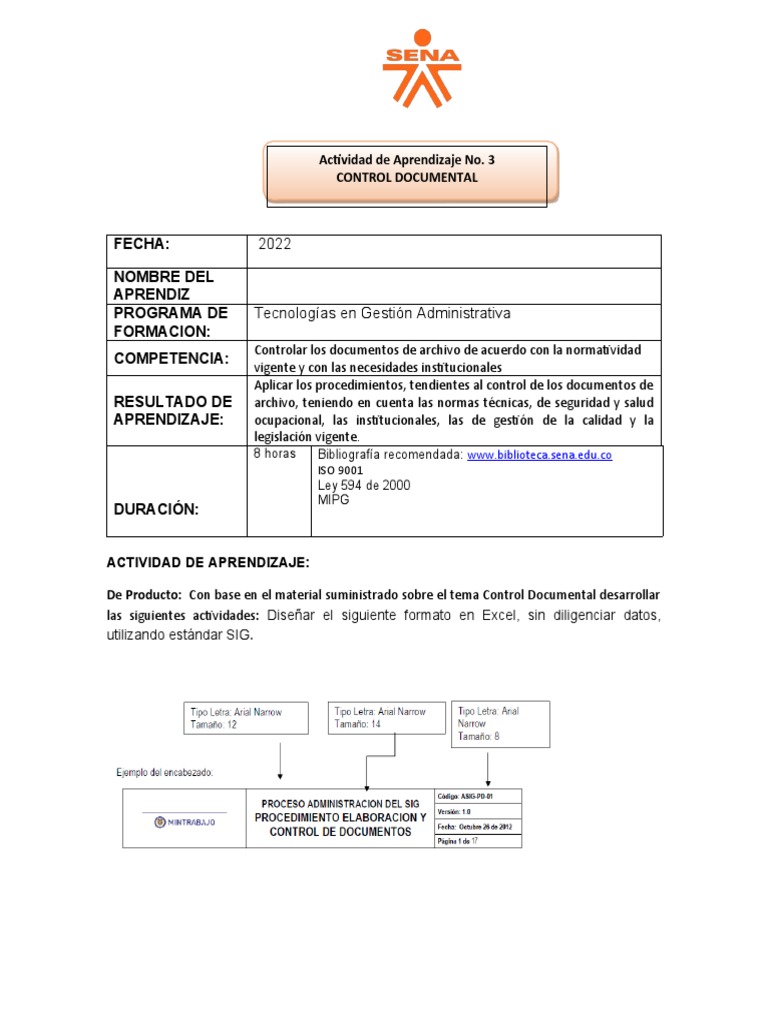 Actividad de Aprendizaje 3 Control de Documentos | PDF | Negocios