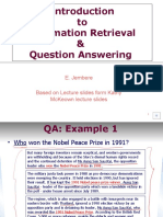 To Information Retrieval & Question Answering: E. Jembere Based On Lecture Slides Form Kathy Mckeown Lecture Slides