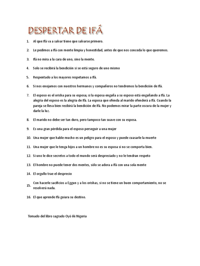 Signos de Ifá y su importancia | PDF