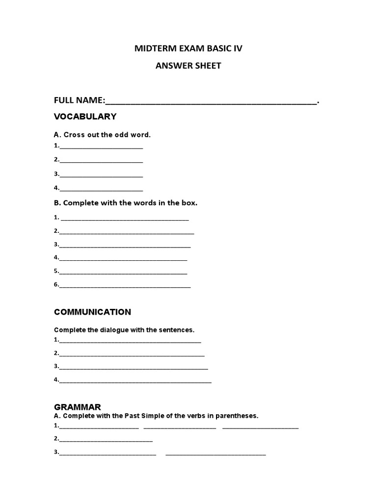 Midterm Exam Basic Iv Answer Sheet FULL NAME | PDF | Language Families ...