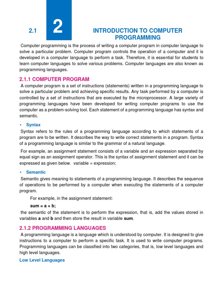 Chapter-2-Computer Science-10 Class-Federal Board | PDF | Programming ...