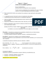 Errores en Los Análisis Químicos: Tema 2 - Clase 1