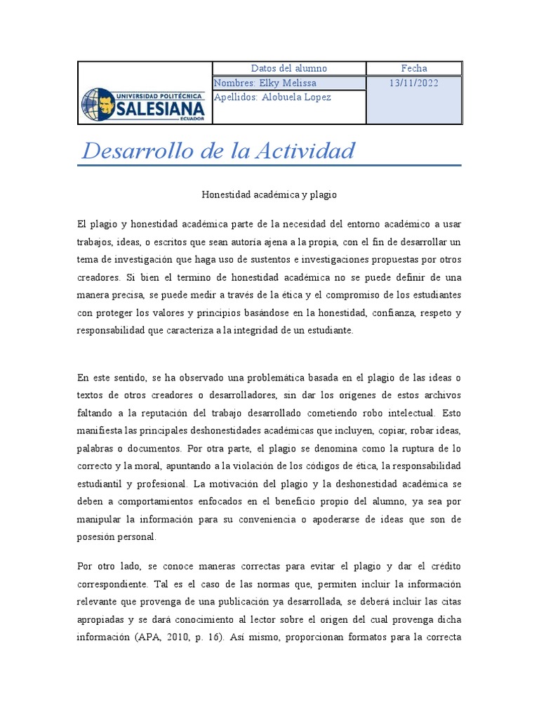 Honestidad Académica y Plagio | PDF | Plagio | Deshonestidad academica