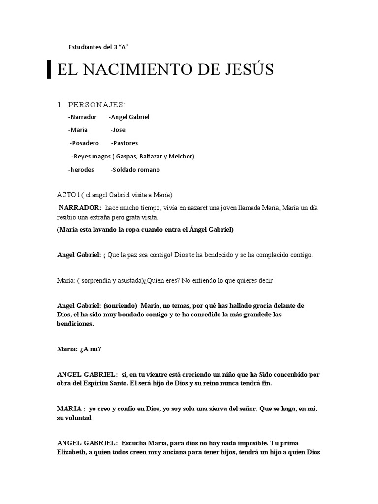 El Nacimiento de Jesús: 1. Personajes | PDF | María, madre de Jesús ...