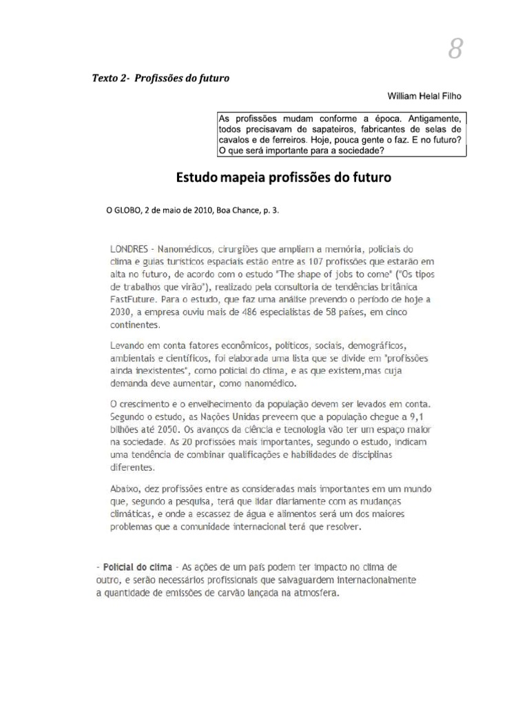Texto Profissoes Do Futuro | PDF