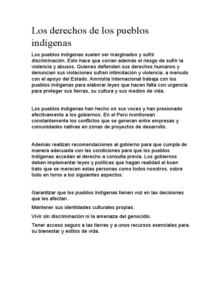 Los Derechos de Los Pueblos Indígenas | PDF | Etica Aplicada | Justicia