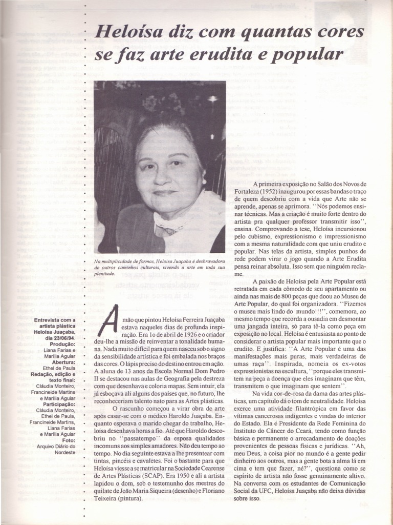 Entrevista Com Heloysa Juaçaba - 1994 | PDF | Folclore | Cultura popular