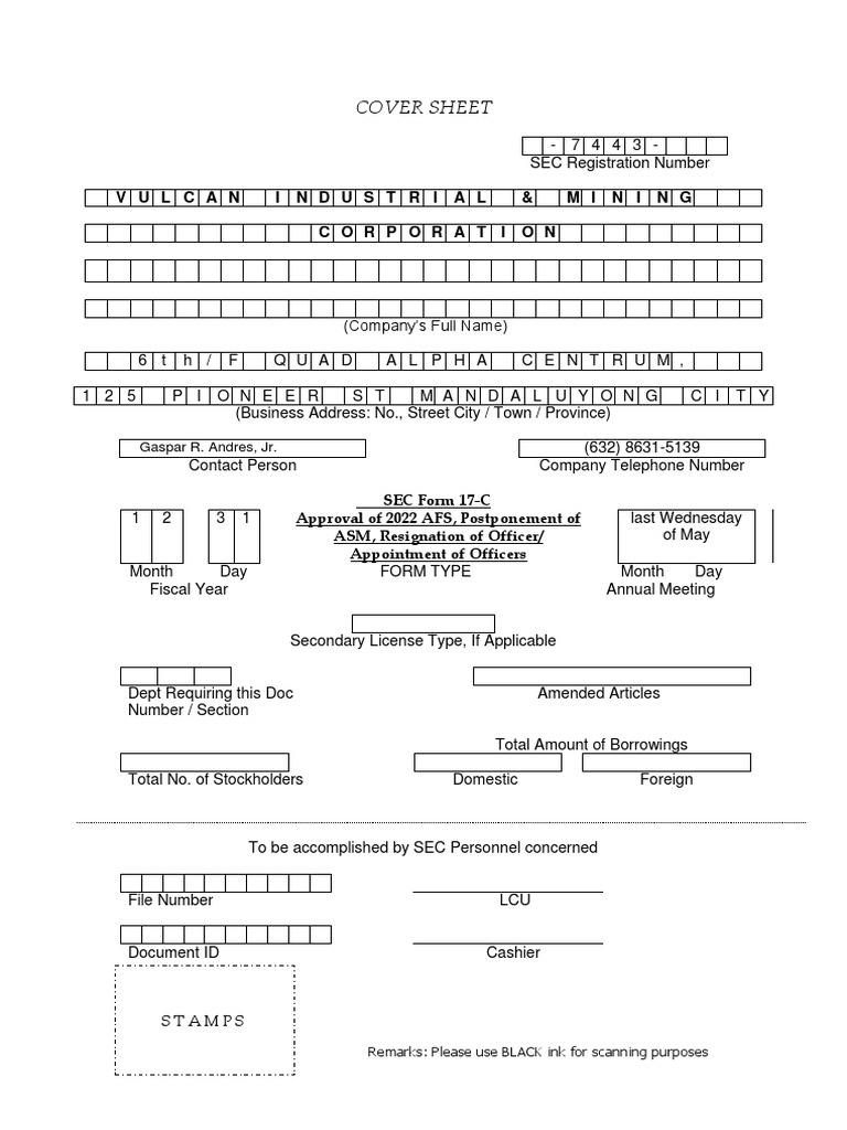 Vul sec form 17 c afs approval postponement of asm appointment pdf