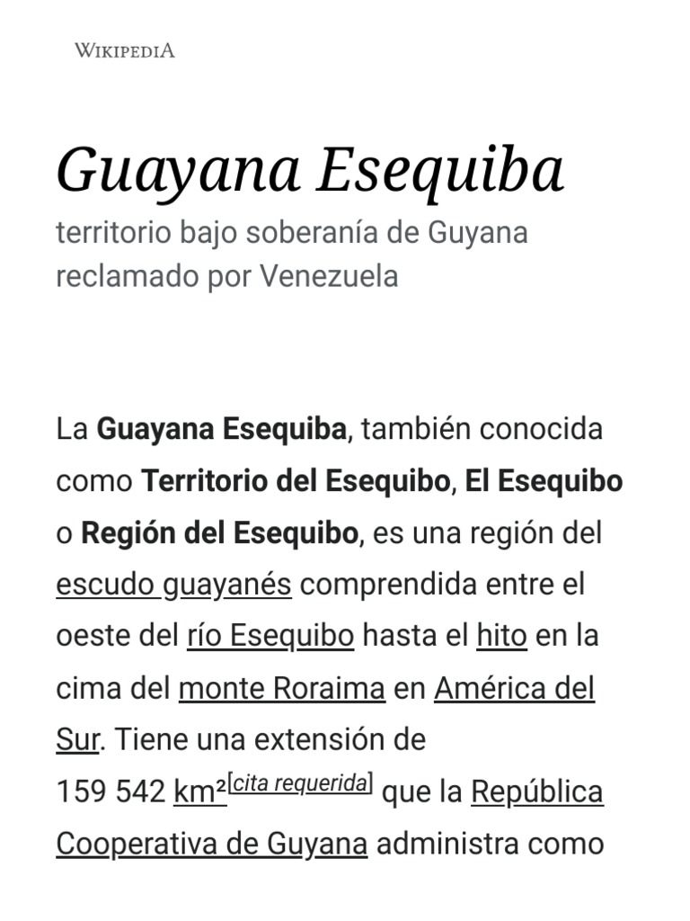 Guayana Esequiba Wikipedia, La Enciclopedia Libre PDF Venezuela
