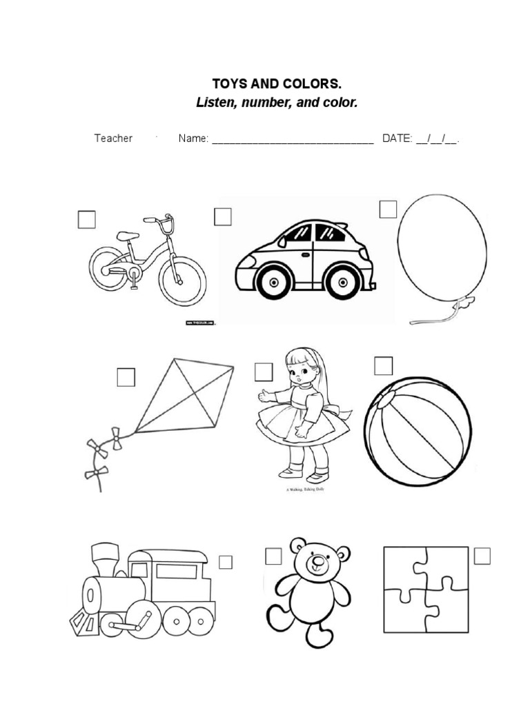 Toys And Colors Listen Number Color Pdf