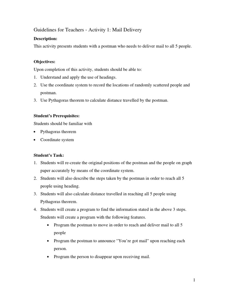 Mail Delivery Activity for Teachers | PDF