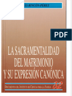 La Sacramentalidad Del Matrimonio y Su Expresíon Canónica - Tomás Rincón