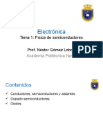 Electrónica: Tema 1: Física de Semiconductores Prof. Néstor Gómez Lobos