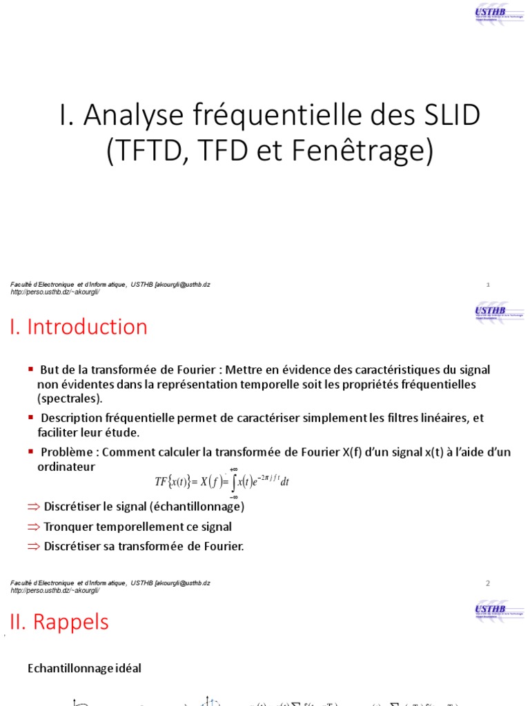 Analyse des Transformées de Fourier | PDF | Transformation de Fourier ...