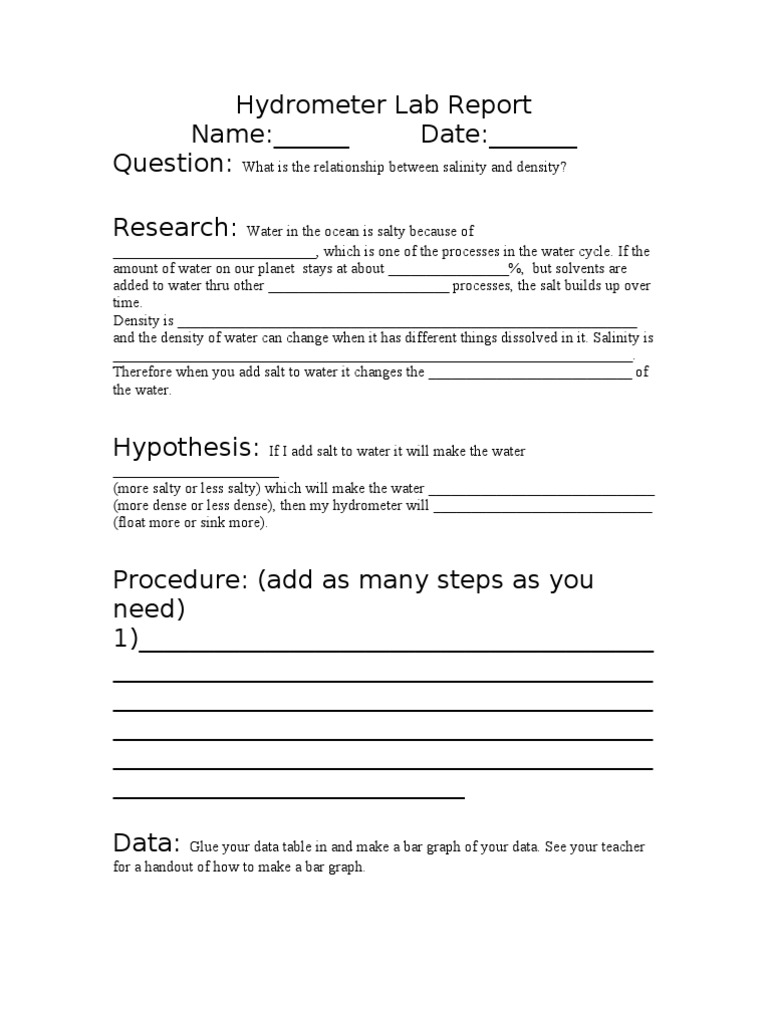 Hydrometer Lab Report PDF