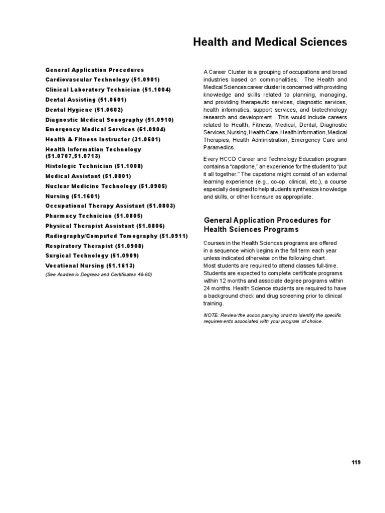 HCC Catalog Health and Medical Sciences Catalog PDF Dental
